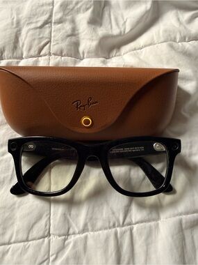 Ray-Ban Black Wayfarer-Style Optical Glasses with Brown Case